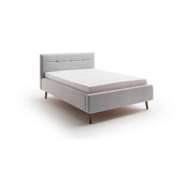Svetlosivá čalúnená dvojlôžková posteľ s úložným priestorom s roštom 140x200 cm Lotte – Meise Möbel