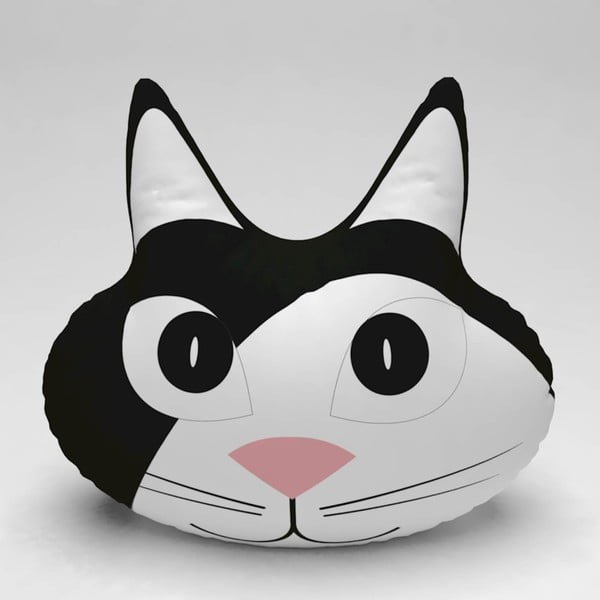 Čierno-biely vankúšik Anim Cat