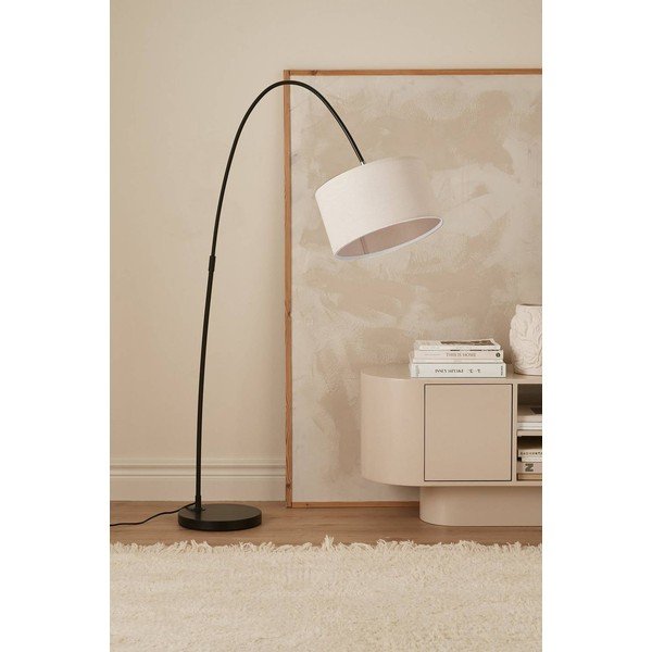 Biela/čierna látková stojacia lampa s ohýbateľnou konštrukciou (výška  145 cm) Arc – Ellos Home-image-2
