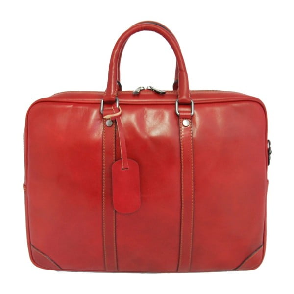 Červená pánska kožená taška Luciano Calboni Drina