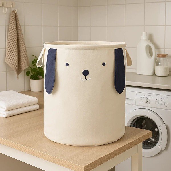 Biely látkový detský kôš na hračky ø 39x48 cm Mimo Dog Face – Premier Housewares-image-1