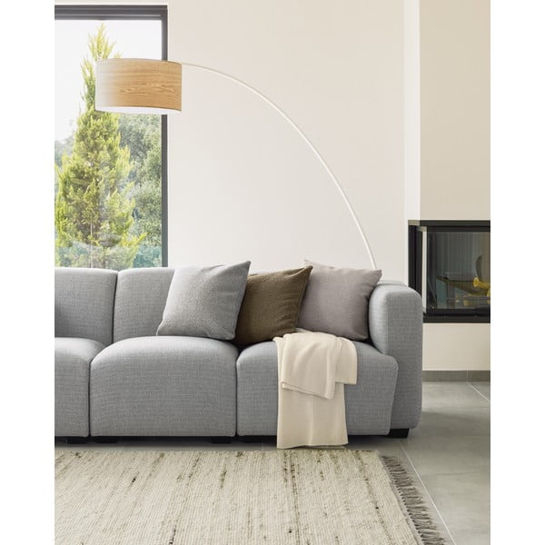 Biela/v prírodnej farbe stojacia lampa s dreveným tienidlom (výška  210 cm) Juhe Ash – Kave Home-image-2