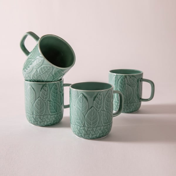 Tyrkysové porcelánové hrnčeky v súprave 4 ks 400 ml Heath Jade – Ladelle-image-3