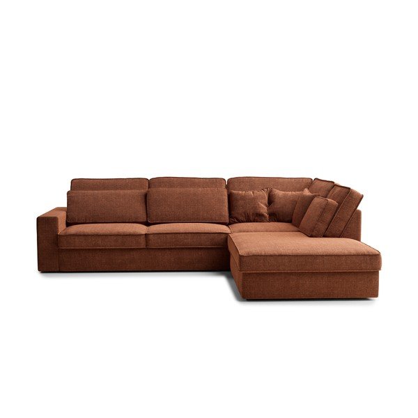 Ženilková rohová pohovka v medenej farbe (pravý roh/do L) Kirou – Maison de Rêve