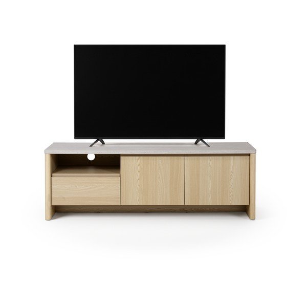 Biely/v svetlo prírodnej farbe TV stolík v dekore duba 153x50x45 cm Dore – Marckeric-image-3