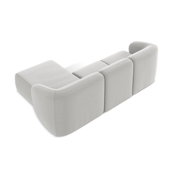 Svetlosivá zamatová rohová pohovka (pravý roh/s leňoškou) Lani – Makamii-image-3