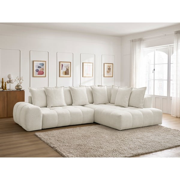 Biela ženilková rozkladacia/s úložným priestorom rohová pohovka (pravý roh/do L) Everest – Bobochic Paris-image-1