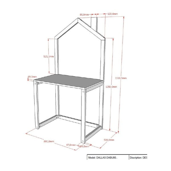 Detský písací stôl z borovicového dreva 50x80,5 cm DALLAS – Vipack-image-2
