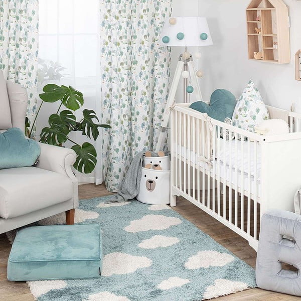 Modrý antialergénny detský koberec 170x120 cm Clouds - Yellow Tipi-image-3