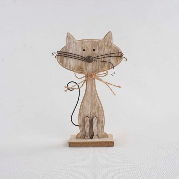 Drevená dekorácia v tvare mačky Dakls Cats, výška 25 cm