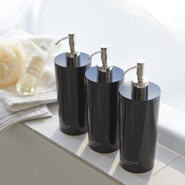 Čierny plastový dávkovač mydla 500 ml Round – YAMAZAKI-image-4