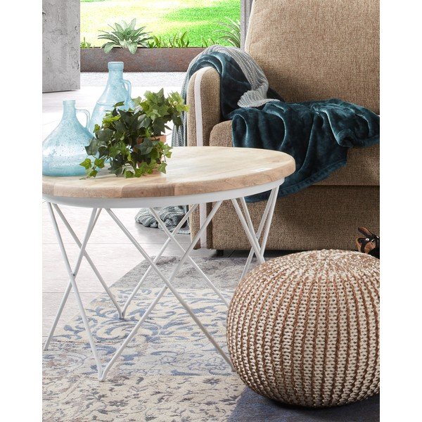 Hnedo-biely sedací puf Kave Home Shore-image-2