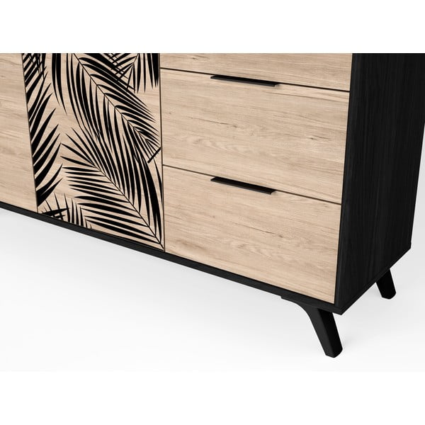 Čierna nízka komoda v dekore duba 136x81 cm Palmera - Marckeric-image-1