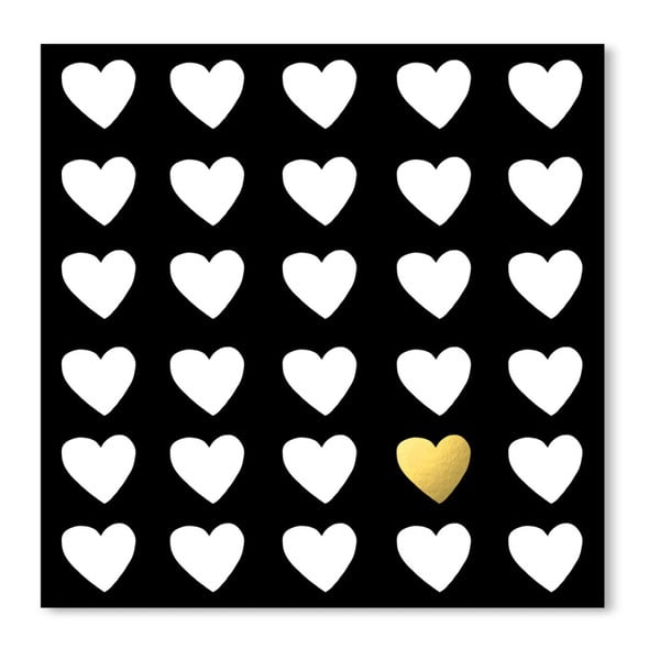 Čierny plagát Americanflat Precious Heart, 30 x 30 cm