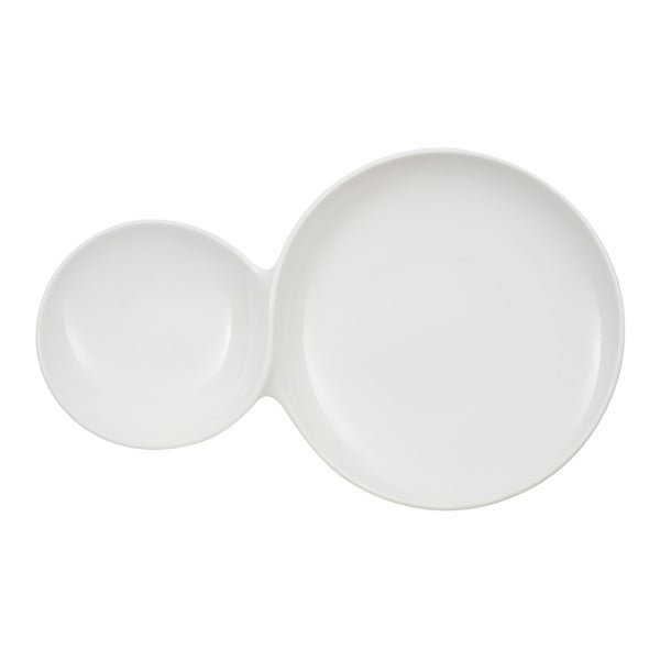 Biely dvojitý porcelánový tanier Villeroy & Boch Flow, 47 x 29 cm