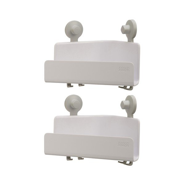 Biele rohové samodržiace plastové kúpeľňové poličky v súprave 2 ks EasyStore - Joseph Joseph-image-2