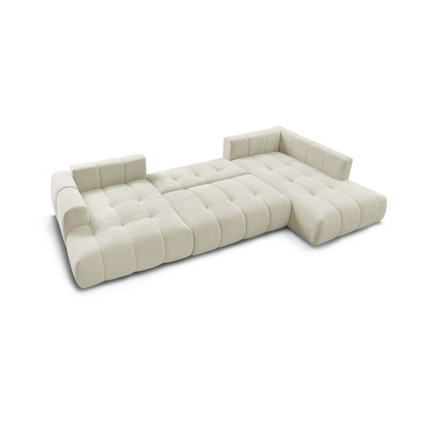 Béžová rozkladacia/s úložným priestorom rohová pohovka (pravý roh/do tvaru "U") Fuji – Bobochic Paris-image-4