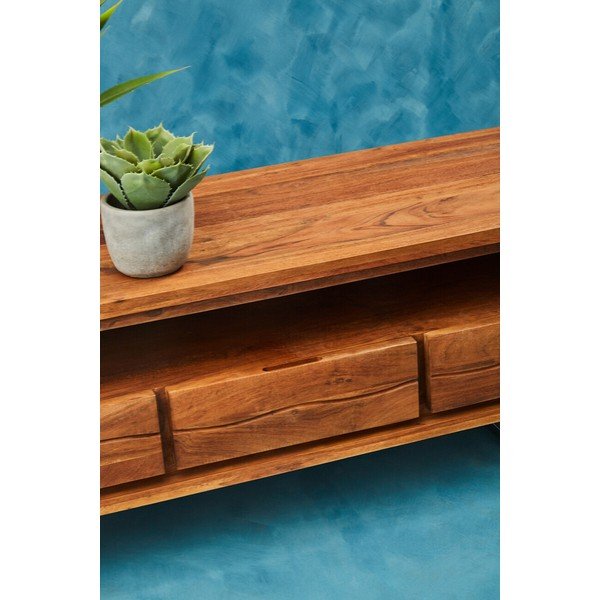 TV stolík z masívu akácie v tmavo prírodnej farbe 140x52x50 cm Simla – Premier Housewares-image-4
