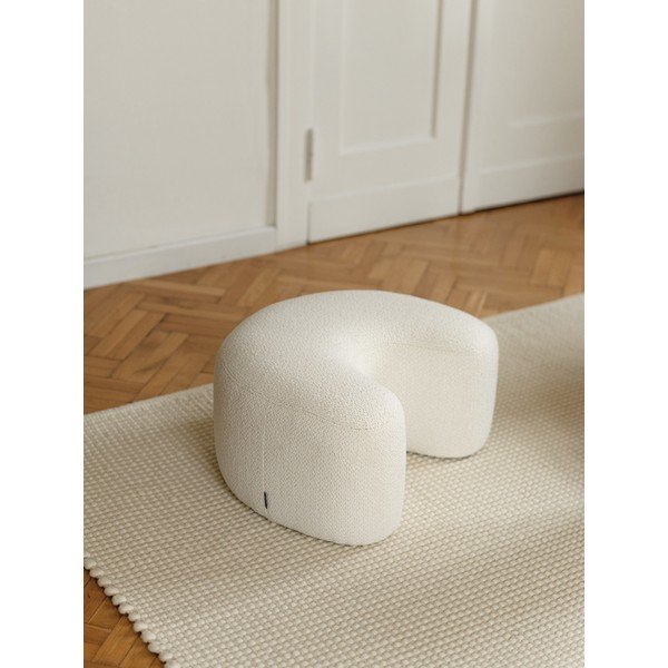 Béžový taburet z textílie buklé Ü – noo.ma-image-3