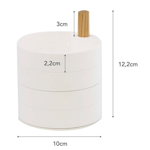 Biela šperkovnica s detailom z bukového dreva YAMAZAKI Tosca-image-3