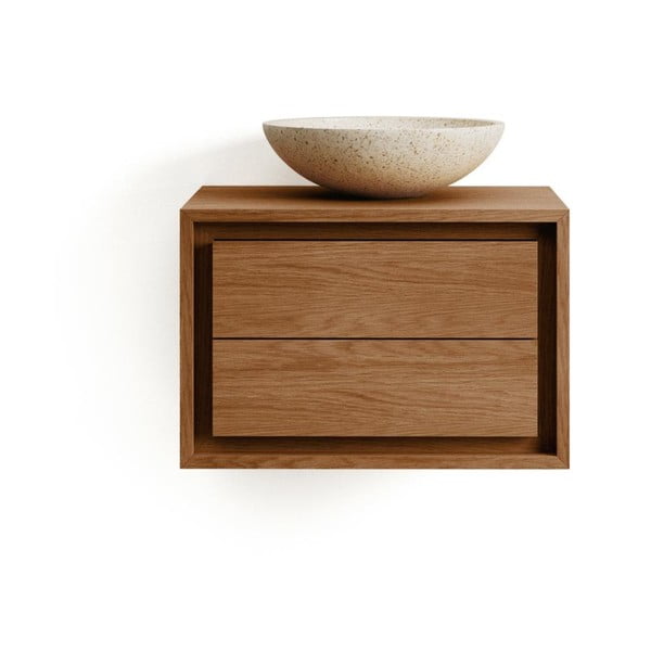 Hnedá závesná skrinka pod umývadlo z teakového dreva 60x40 cm Kenta – Kave Home-image-2