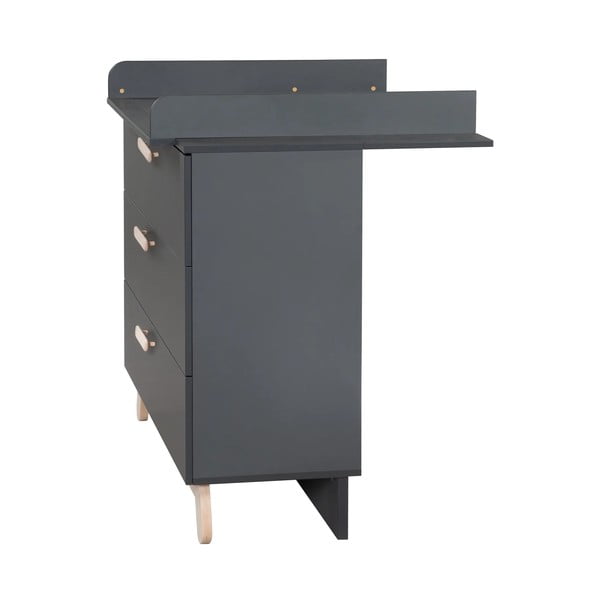 Antracitovosivá nízka detská komoda s prebaľovacím pultom 117x103 cm Jara – Roba-image-2