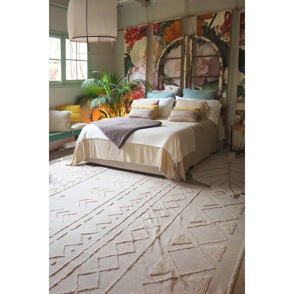 Biely prateľný ručne tkaný bavlnený koberec 170x240 cm Tribu Natural – Lorena Canals-image-1