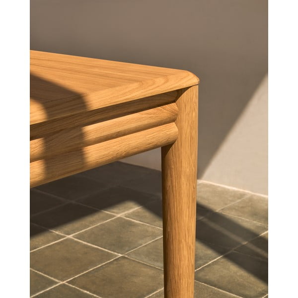 Rozkladací jedálenský stôl s prídavnou doskou v dekore duba 90x200 cm Lenon – Kave Home-image-1