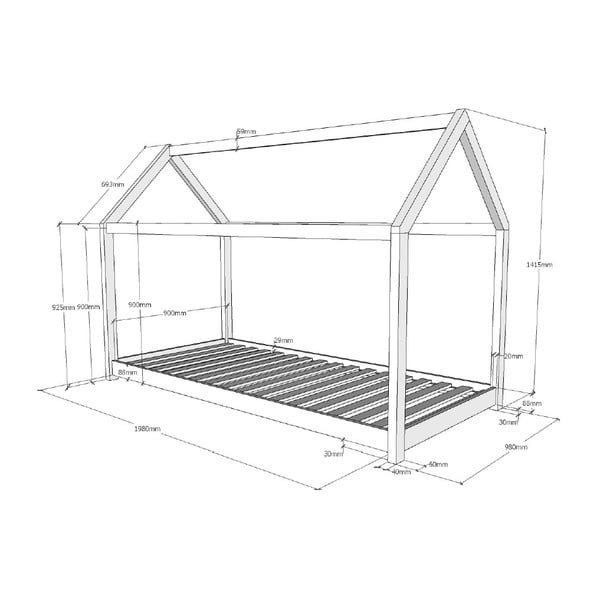 Detská domčeková posteľ Vipack Cabane, 90 x 200 cm-image-3