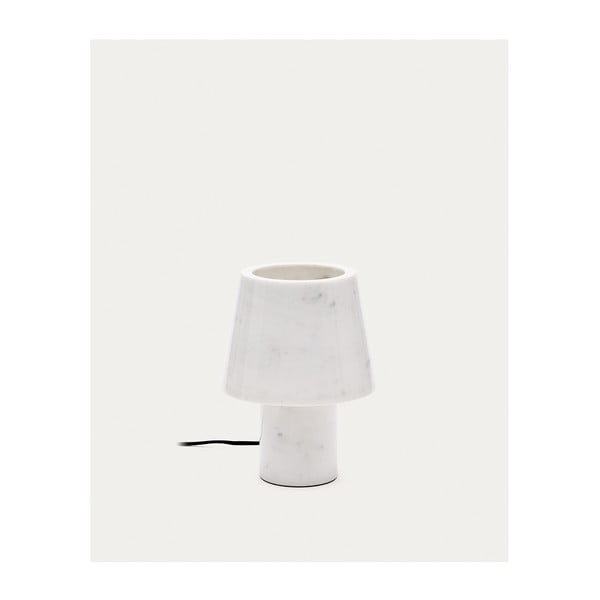 Mramorová stolová lampa slonovinová s mramorovým tienidlom (výška 27 cm) Alaro – Kave Home-image-4