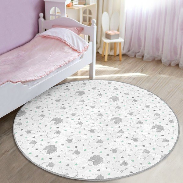 Detský koberec vo svetlosivo-bielej farbe ø 80 cm Comfort – Mila Home-image-1