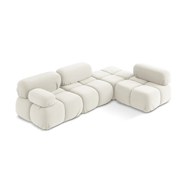 Biela zamatová modulárna rohová pohovka (pravý roh) Lokua – Makamii-image-2