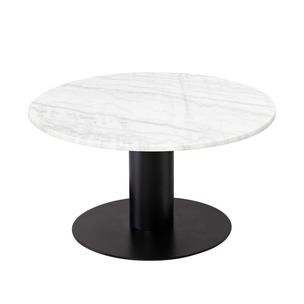 Biely mramorový konferenčný stolík s podnožím v čiernej farbe RGE Pepo, ⌀ 85 cm