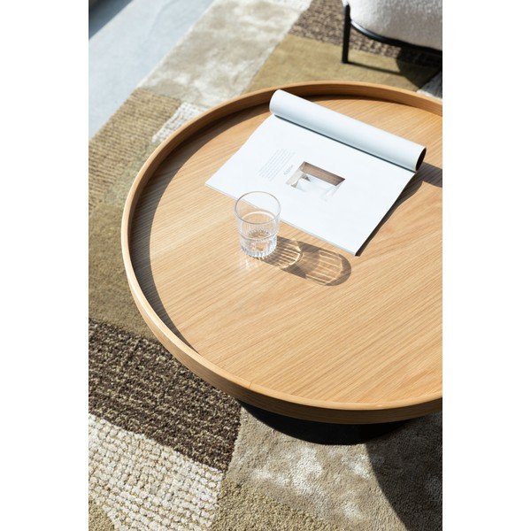 Okrúhly konferenčný stolík s doskou v dubovom dekore v prírodnej farbe ø 70 cm Yuri L – White Label-image-2