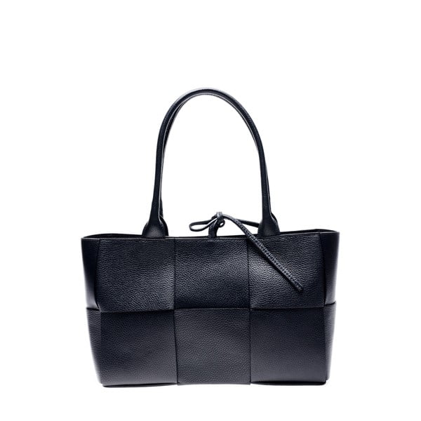 Čierna kožená kabelka Anna Luchini, 24 x 45 cm