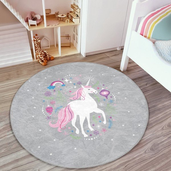 Sivý detský koberec ø 120 cm Comfort – Mila Home-image-3