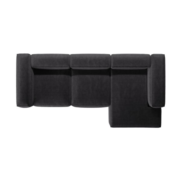 Tmavosivá menčestrová rohová pohovka (pravý roh/s leňoškou) Bergamo – Cosmopolitan Design-image-3