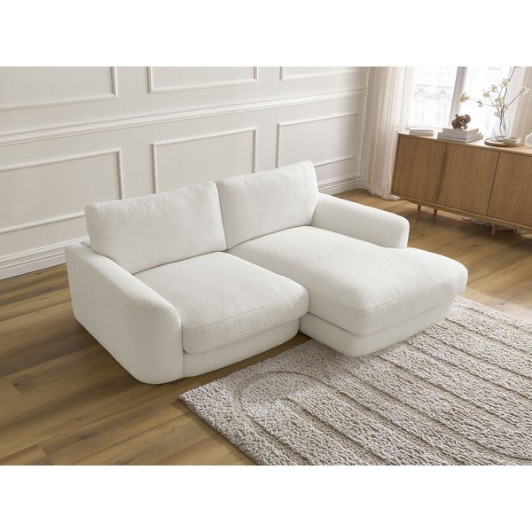 Biela rohová pohovka z textílie buklé (pravý roh/s leňoškou) Leonore – Bobochic Paris-image-4