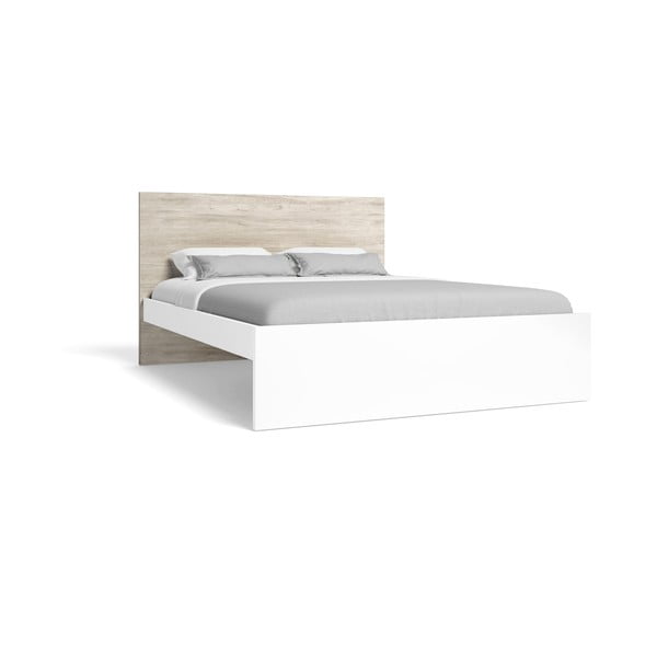 Biela/prírodná dvojlôžková posteľ v dekore duba 160x200 cm Sahara - Marckeric