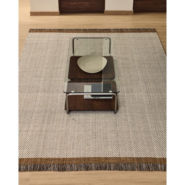 Krémový ručne tkaný vlnený koberec 160x230 cm Brina – Kave Home-image-1