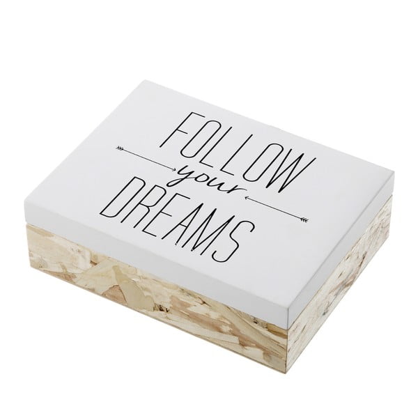 Drevený úložný box Unimasa Follow Your Dreams, 20 x 6 cm