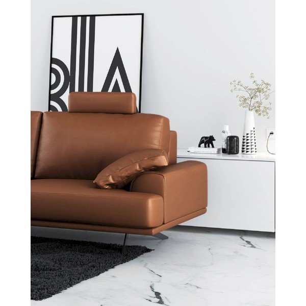 Koňakovohnedá kožená pohovka 220 cm Prado – MESONICA-image-4