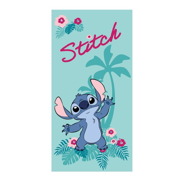 Tyrkysová detská osuška z mikrovlákna 70x140 cm Lilo and Stitch "Hawaii" – Jerry Fabrics