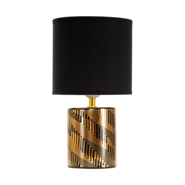 Keramická stolová lampa s textilným tienidlom v čierno-zlatej farbe (výška 28 cm) Glam Dark – Mauro Ferretti