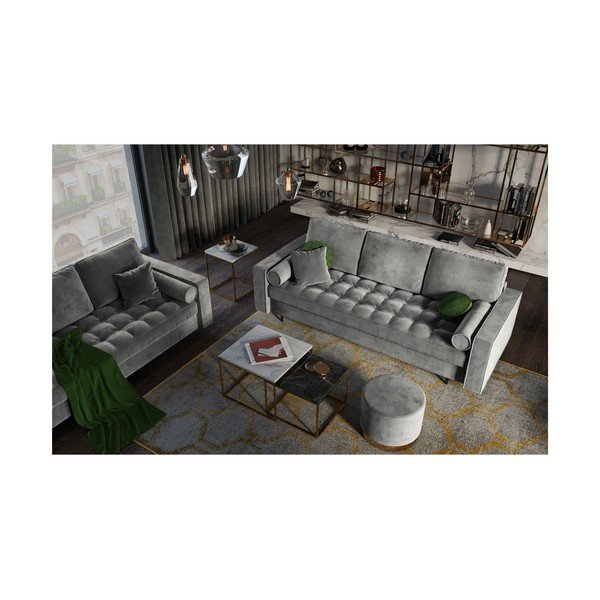 Svetlosivá zamatová rozkladacia pohovka Milo Casa Santo-image-1