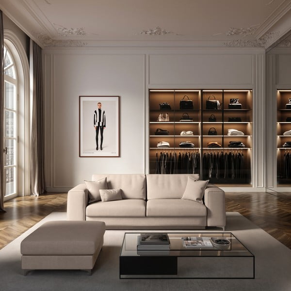 Béžová zamatová podnožka Rene – Rodier-image-1