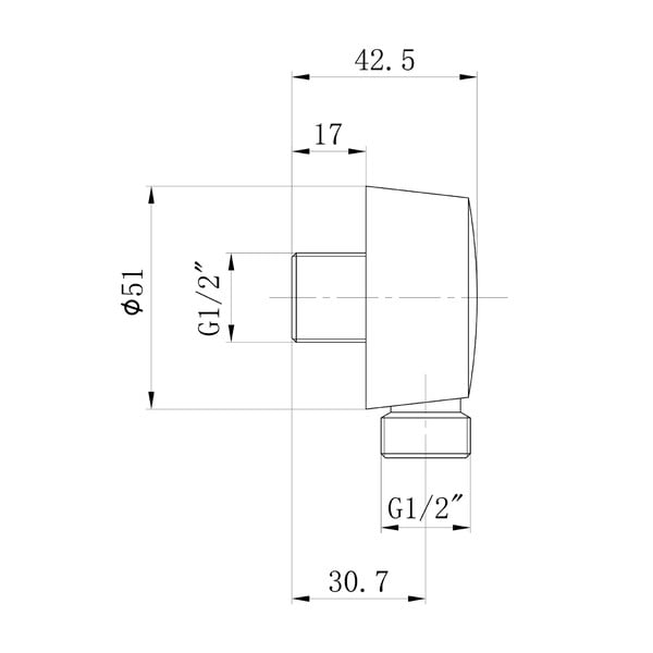 Mosadzný diel na pripojenie sprchy v matne striebornej farbe ø 5 cm – Sapho-image-1