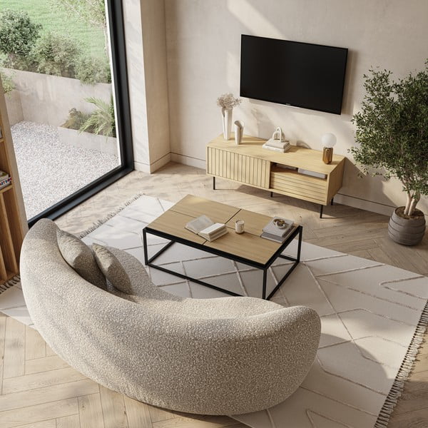 Konferenčný stolík s doskou v dekore duba v čierno-prírodnej farbe 75x120 cm Douro – TemaHome-image-1