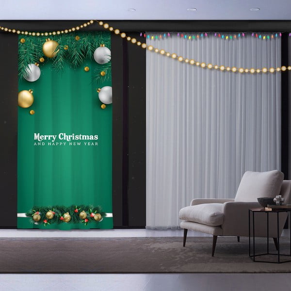Vianočný záves Green Christmas Deco, 140 x 260 cm