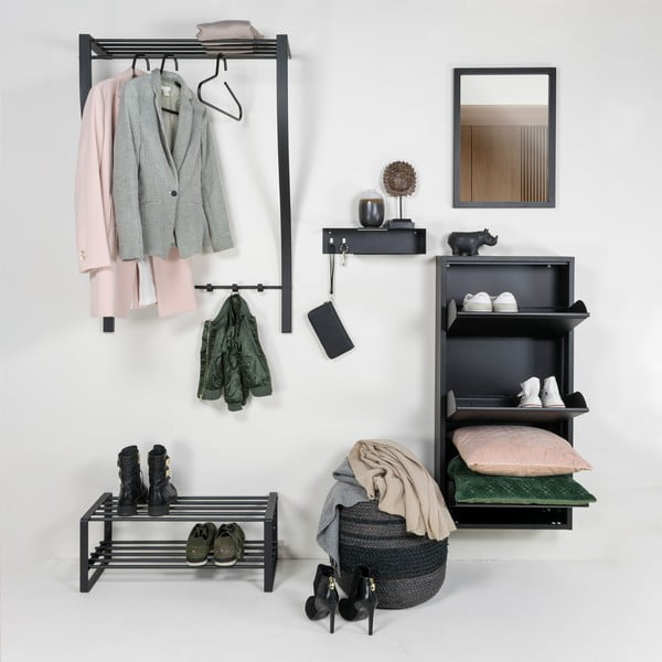 Čierny kovový nástenný vešiak s poličkou 75 cm Carve – Spinder Design-image-3